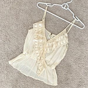 Free People cream wrap blouse